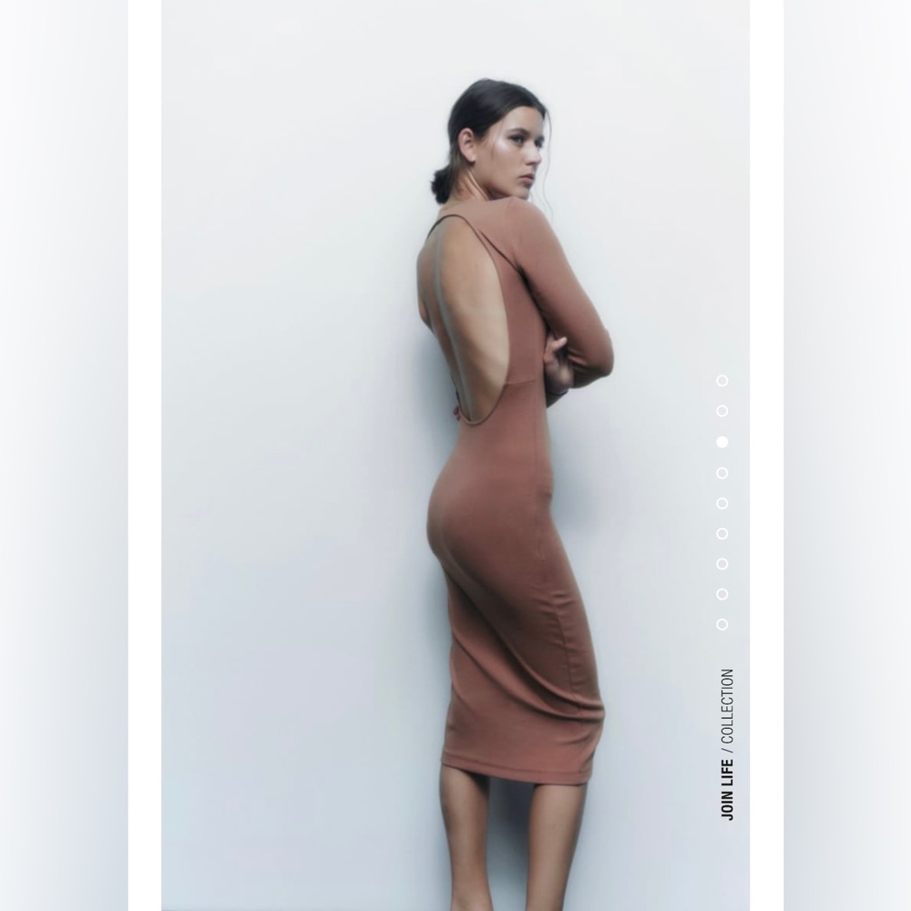 ZARA dark pink open back dress